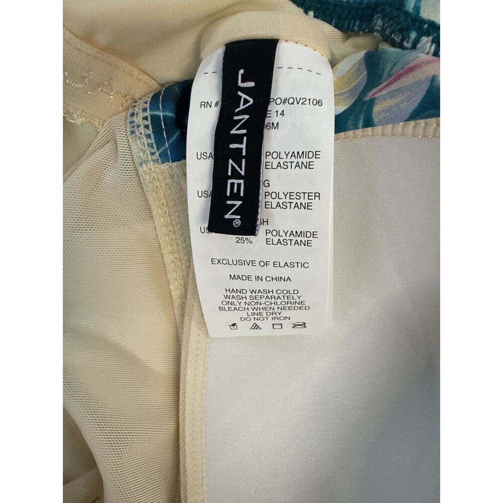 PO-EX Jantzen Tropical Botanical One Piece Swimsuit 14 Ruched Tummy Control NWT - Picture 9 of 11